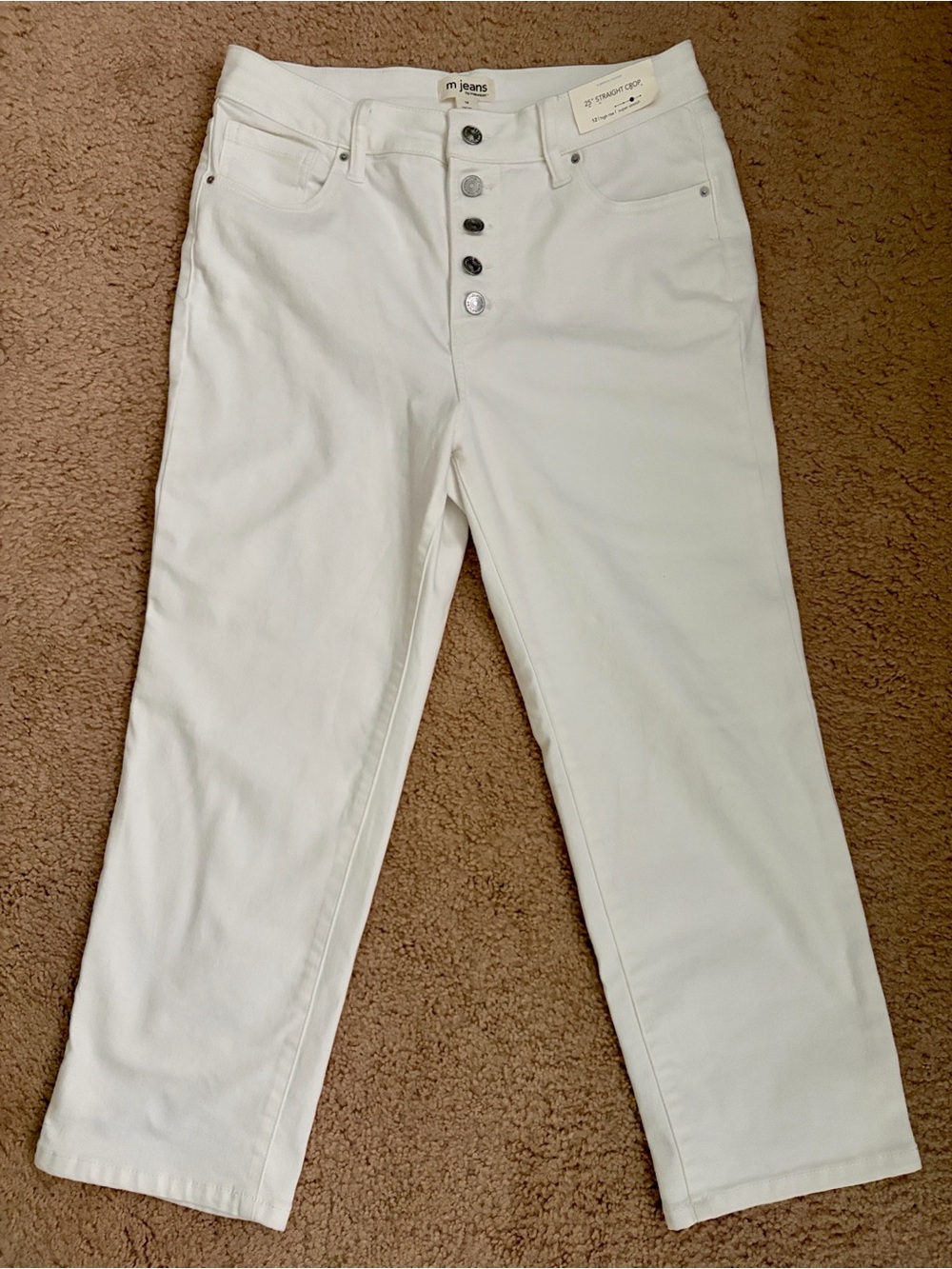 NWT Maurices White High Rise Crop Button-Fly Jeans